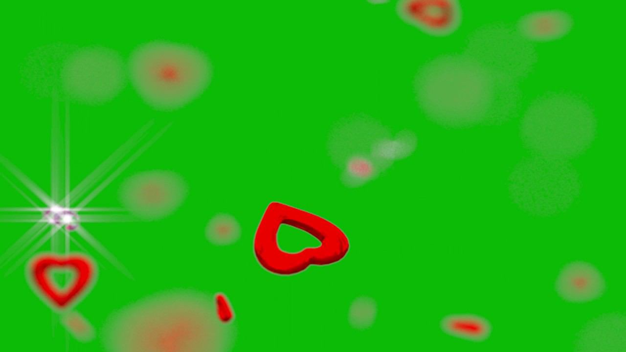 Green screen flying hearts Overlays, sparkles. Футаж сердечки летают на хромакей