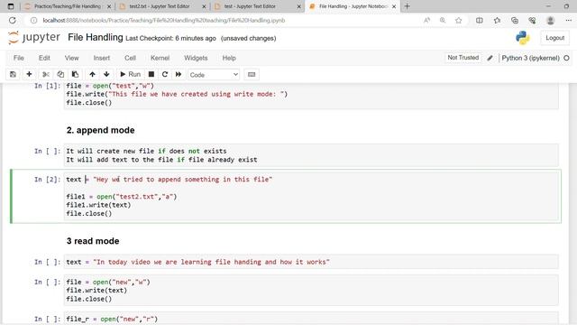 35. Python file handling #read #write #append #readlines #readline #xmode
