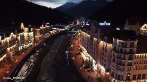 Роза Хутор: Роза Долина вечером | Новый год 2018 | Аэросъёмка