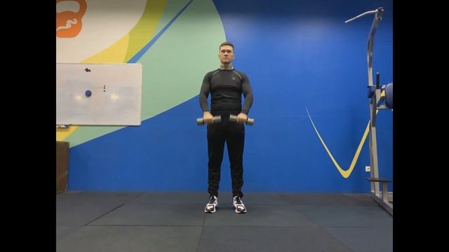 Подъемы гантелей перед собой - техника выполнения