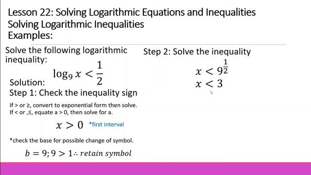 Lesson 22 Solving Logarithmic Functions and Inequalities смотреть онлайн