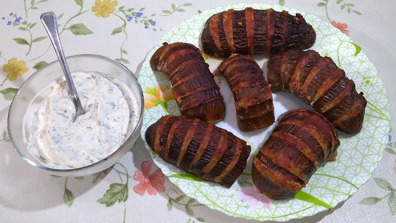 Баклажаны ГАРМОШКА с фаршем в духовке. смотреть онлайн