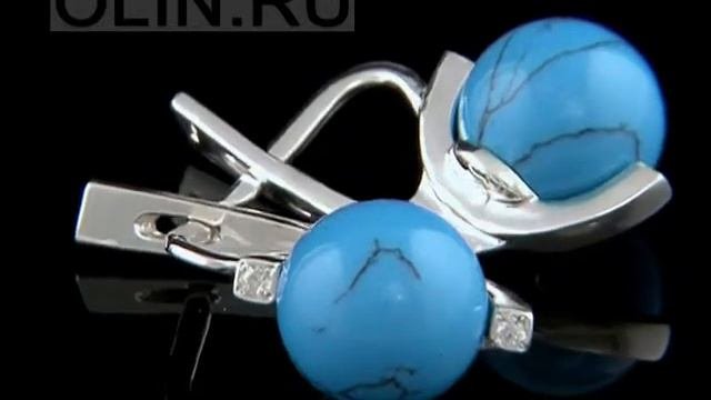 Серьги с бирюзой из серебра