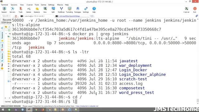 How to Install Jenkins using docker image with volumes on aws  | docker tutorial | JMSTechHome
