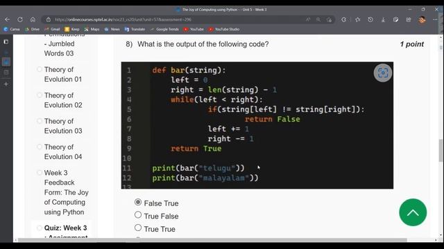NPTEL THE JOY OF COMPUTING USING PYTHON ASSIGNMENT 3 ANSWERS | 2023