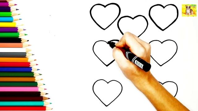 Сердечки.Рисунок Раскраска для малышей.Как нарисовать сердечки.#рисунок#раскраска#