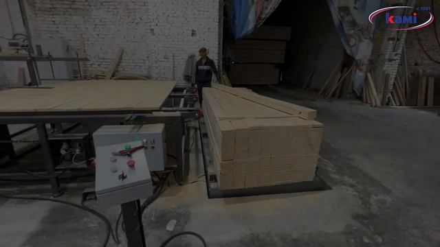 Стол подъемный гидравлический 5 м перед четырехсторонним станком | Демонстрация работы