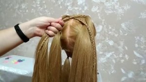 Прическа на длинные волосы девочке в школу. Косички в школу.