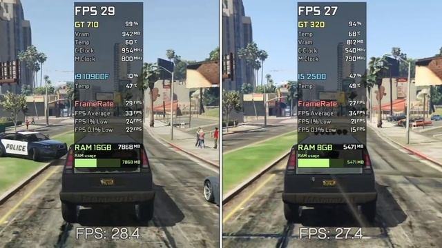 GT 710 vs GT 320 in GTA V