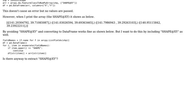 GIS: Extracting values from array created with FeatureClassToNumPyArray and converted to DataFrame? смотреть онлайн