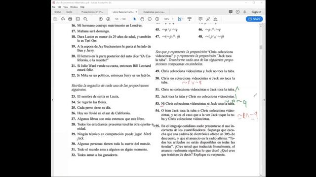 3.1. Proposiciones Y Cuantificadores. Ejercicios