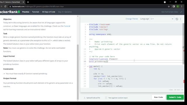 Day: 21 Generics // Hackerank Coding Solution in c++ #c #cpp #python #hackerrank
