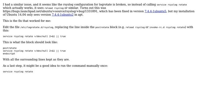 Purpose of "postrotate invoke-rc.d rsyslog rotate" when logrotating, and is this command outdated? смотреть онлайн