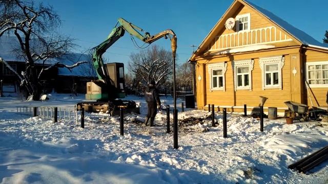 Монтаж винтовых свай 108 мм /6 метров. смотреть онлайн