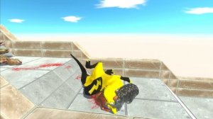 SHAZAM T-REX vs FLASH SPINOSAURUS DEATH FALL - Animal Revolt Battle Simulator