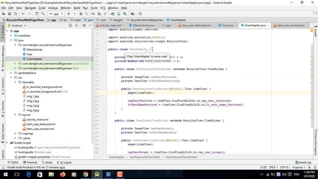 RecyclerView with multiple view type (multiple view holder) - [Android Lists - #05] смотреть онлайн