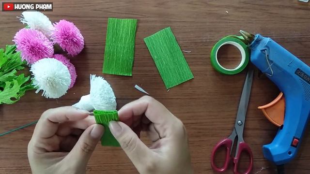 Hướng Dẫn Làm Hoa Giấy Cúc Ping Pong Từ Giấy Nhún - Hương Phạm смотреть онлайн
