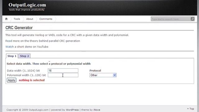 CRC Generator tool from OutputLogic.com смотреть онлайн