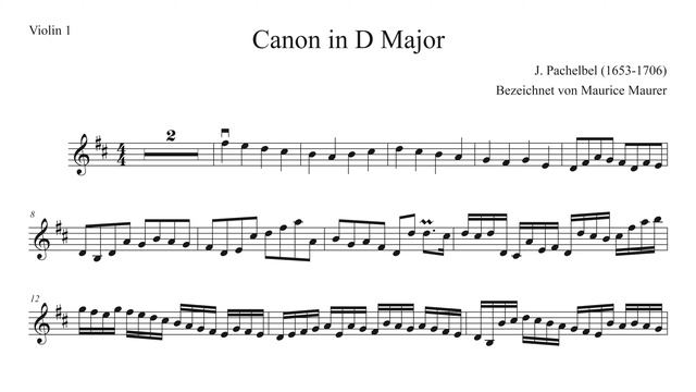 Pachelbel Canon in D Major, Violin Sheet Music, Playalong for Violin 1 смотреть онлайн