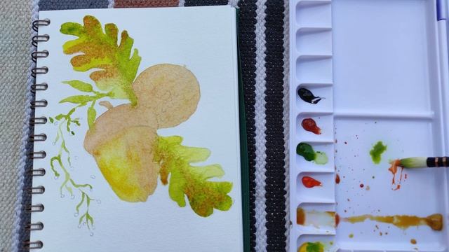 Рисую желуди! Идеи для осеннего скетчбука! Набор акварели ЗОЛОТО ОСЕНИ! смотреть онлайн