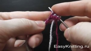 Узоры спицами. Двухцветная двойная (полая) резинка.