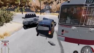 МАССОВАЯ авария С ТРОЛЛЕЙБУСОМ!!! | beamNG drive