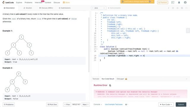 LeetCode 965 - Univalued Binary Tree || Java Solution смотреть онлайн