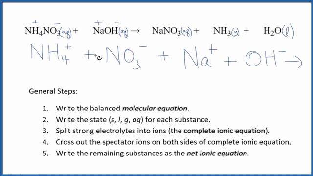 How to Write the Net Ionic Equation for NH4NO3 + NaOH = NaNO3 + NH3 + H2O смотреть онлайн