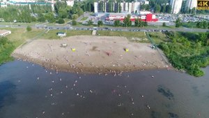 Городской пляж в 7 мкр Балаково с высоты. Снято 4k