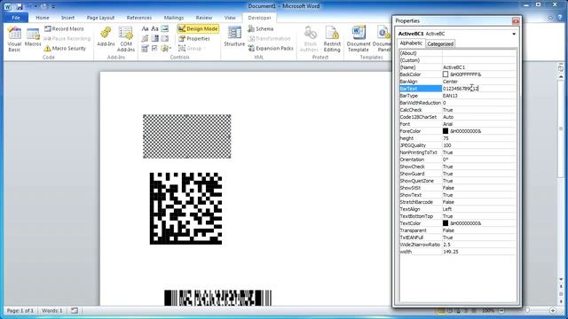 Create barcodes in Word 2010