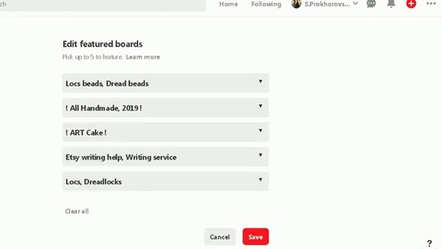 Pinterest как добавить баннер, выделенные доски, заглавные фото на доски?