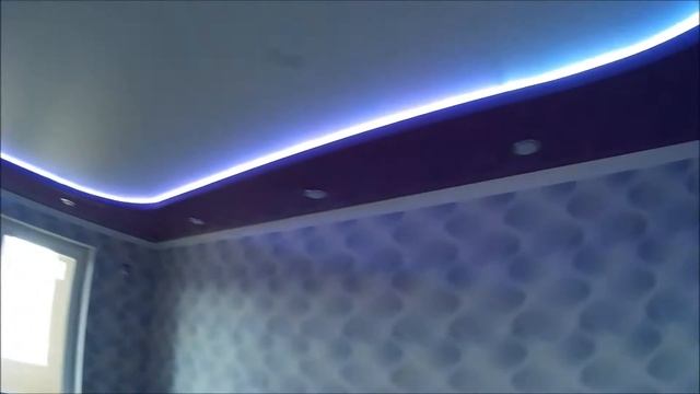 двухуровневый потолок натяжной с подсветкой смотреть онлайн