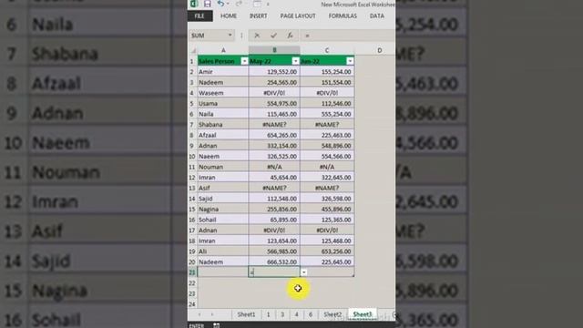 For Excel Learner's solution for sum error