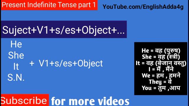 Present Indefinite  Tense in Hindi | present simple tense  examples | Learn basic English grammar