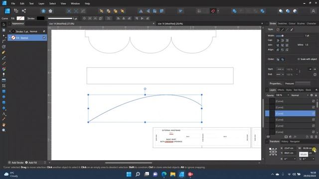 Measuring Lines and Curves for Sewing Patterns in Affinity Designer