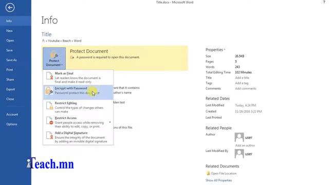 WORD дээр файлаа нууц үгээр хамгаалах смотреть онлайн
