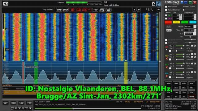 25.05.2021 18:31UTC, [Es], Nostalgie Vlaanderen, Бельгия, 88.1МГц, 2302км