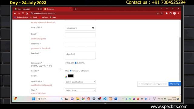 Live Class of PHP With Validation: Building Web Applications with Confidence | Tutorial - 11