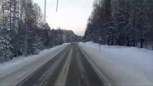 Трасса P 243, Дорога Пермь Киров. Зима. 2023.