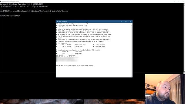 Edit your Windows hostfile with Notepad to map domains to IP Addresses