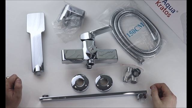 Смеситель для ванны AquaKratos AK0052 длинный плоский излив, латунный смотреть онлайн