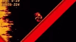 sonic running away from fire while paranoia plays in the background meme
