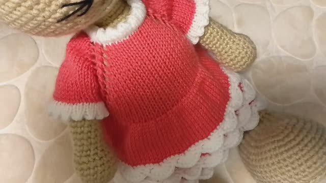Как связать платье спицами, реглан сверху, для игрушки тильда.