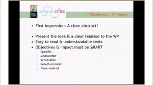 Sharing Cities Webinar - Tips and tricks for European project proposal development