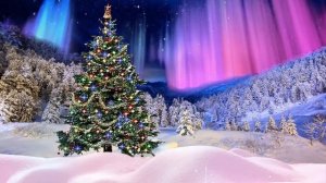 Футаж новогодний  Елочка и северное сияние