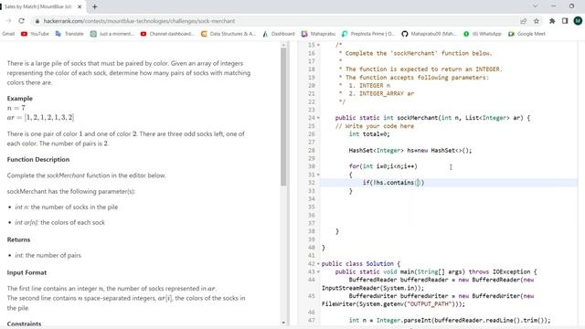 socks merchant hackerrank problem  | interview java questions | mahaprabu codes