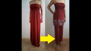 How to sew a summer women's suit. Pants and a shirt with a frill lace перешить платье=брюки топ