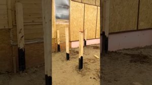 Строительство каркасной кухни 8х5,свайное поле из бруса 100х100.