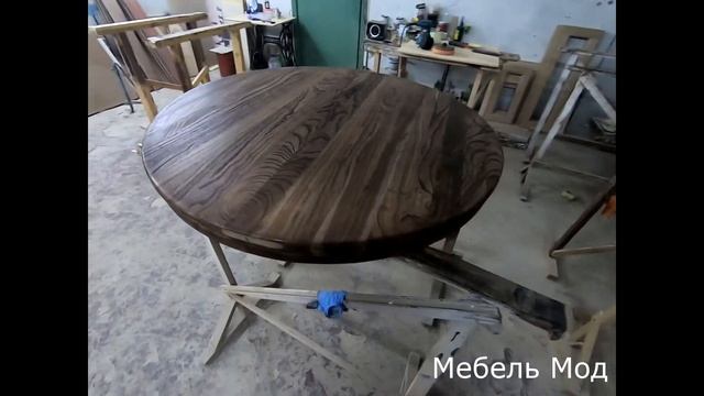 Круглая столешница из массива карагача.