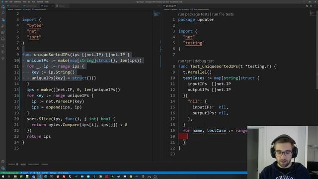 Simple function and unit test in Go (Golang) смотреть онлайн